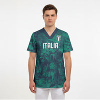 Custom Italy Football Scrub Top Gli Azzurri Renaissance Art Green Version