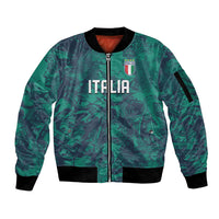Custom Italy Football Sleeve Zip Bomber Jacket Gli Azzurri Renaissance Art Green Version