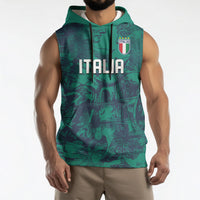 Custom Italy Football Sleeveless Hoodie Gli Azzurri Renaissance Art Green Version