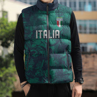 Custom Italy Football Sleeveless Puffer Jacket Gli Azzurri Renaissance Art Green Version