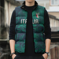 Custom Italy Football Sleeveless Puffer Jacket Gli Azzurri Renaissance Art Green Version