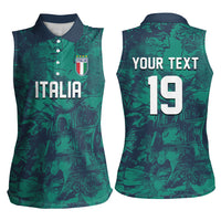 Custom Italy Football Women Sleeveless Polo Shirt Gli Azzurri Renaissance Art Green Version