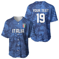 Custom Italy Football Baseball Jersey Gli Azzurri Renaissance Art Blue Version