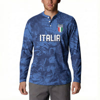 Custom Italy Football Button Sweatshirt Gli Azzurri Renaissance Art Blue Version