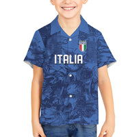Custom Italy Football Hawaiian Shirt Gli Azzurri Renaissance Art Blue Version