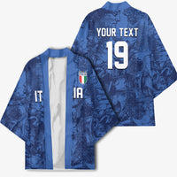 Custom Italy Football Kimono Gli Azzurri Renaissance Art Blue Version