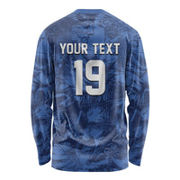 Custom Italy Football Long Sleeve Shirt Gli Azzurri Renaissance Art Blue Version