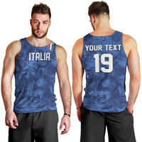 Custom Italy Football Men Tank Top Gli Azzurri Renaissance Art Blue Version