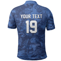 Custom Italy Football Polo Shirt Gli Azzurri Renaissance Art Blue Version