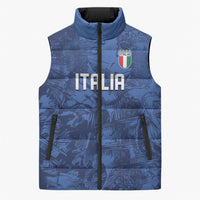 Custom Italy Football Sleeveless Puffer Jacket Gli Azzurri Renaissance Art Blue Version