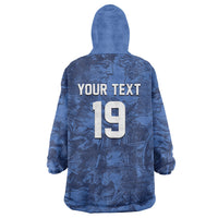 Custom Italy Football Wearable Blanket Hoodie Gli Azzurri Renaissance Art Blue Version