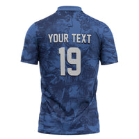 Custom Italy Football Zipper Polo Shirt Gli Azzurri Renaissance Art Blue Version