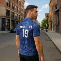 Custom Italy Football Zipper Polo Shirt Gli Azzurri Renaissance Art Blue Version