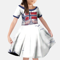 Custom Norway Football Kid Short Sleeve Dress Ro Ro Ro Viking Glory