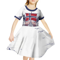 Custom Norway Football Kid Short Sleeve Dress Ro Ro Ro Viking Glory