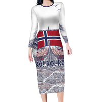Custom Norway Football Long Sleeve Bodycon Dress Ro Ro Ro Viking Glory