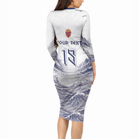 Custom Norway Football Long Sleeve Bodycon Dress Ro Ro Ro Viking Glory