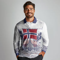 Custom Norway Football Long Sleeve Polo Shirt Ro Ro Ro Viking Glory