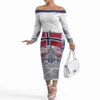 Custom Norway Football Off The Shoulder Long Sleeve Dress Ro Ro Ro Viking Glory