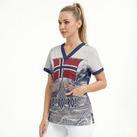 Custom Norway Football Scrub Top Ro Ro Ro Viking Glory