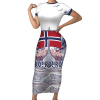 Custom Norway Football Short Sleeve Bodycon Dress Ro Ro Ro Viking Glory