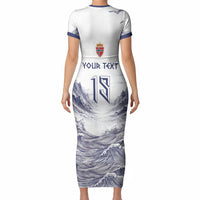 Custom Norway Football Short Sleeve Bodycon Dress Ro Ro Ro Viking Glory