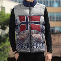 Custom Norway Football Sleeveless Puffer Jacket Ro Ro Ro Viking Glory