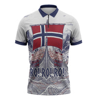 Custom Norway Football Zipper Polo Shirt Ro Ro Ro Viking Glory