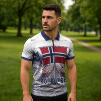 Custom Norway Football Zipper Polo Shirt Ro Ro Ro Viking Glory