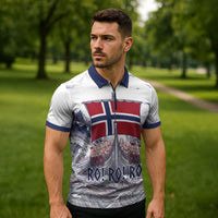 Custom Norway Football Zipper Polo Shirt Ro Ro Ro Viking Glory