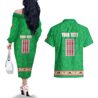 Personalized Italy Umbria Couples Matching Off The Shoulder Long Sleeve Dress and Hawaiian Shirt Flag Style LT19