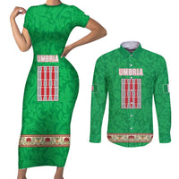 Personalized Italy Umbria Couples Matching Short Sleeve Bodycon Dress and Long Sleeve Button Shirt Flag Style LT19