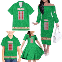 Personalized Italy Umbria Family Matching Off The Shoulder Long Sleeve Dress and Hawaiian Shirt Flag Style LT19