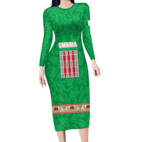 Personalized Italy Umbria Long Sleeve Bodycon Dress Flag Style LT19