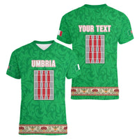 Personalized Italy Umbria Women V-Neck T-Shirt Flag Style LT19