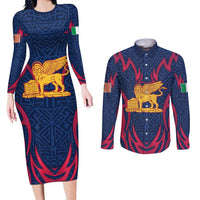 Italy Veneto Couples Matching Long Sleeve Bodycon Dress and Long Sleeve Button Shirt Emblem With Flag Style LT19