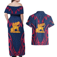 Italy Veneto Couples Matching Off Shoulder Maxi Dress and Hawaiian Shirt Emblem With Flag Style LT19