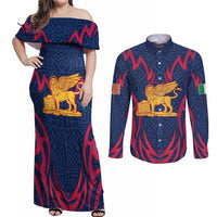 Italy Veneto Couples Matching Off Shoulder Maxi Dress and Long Sleeve Button Shirt Emblem With Flag Style LT19
