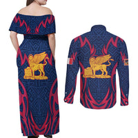 Italy Veneto Couples Matching Off Shoulder Maxi Dress and Long Sleeve Button Shirt Emblem With Flag Style LT19