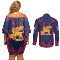 Italy Veneto Couples Matching Off Shoulder Short Dress and Long Sleeve Button Shirt Emblem With Flag Style LT19