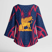 Italy Veneto Kimono Sleeve Blouse Emblem With Flag Style LT19