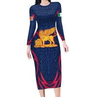 Italy Veneto Long Sleeve Bodycon Dress Emblem With Flag Style LT19
