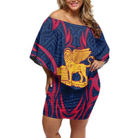 Italy Veneto Off Shoulder Short Dress Emblem With Flag Style LT19