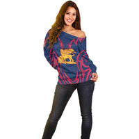 Italy Veneto Off Shoulder Sweater Emblem With Flag Style LT19