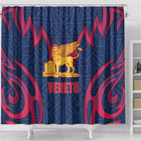Italy Veneto Shower Curtain Emblem With Flag Style - Wonder Print Shop