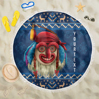 Personalized Romania Christmas Beach Blanket Romanian Traditional Masks - Wonder Print Shop