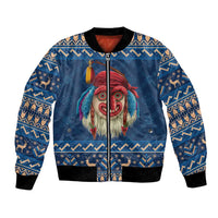 Personalized Romania Christmas Bomber Jacket Romanian Traditional Masks - Wonder Print Shop