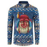 Personalized Romania Christmas Button Sweatshirt Romanian Traditional Masks - Wonder Print Shop