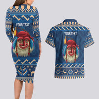 Personalized Romania Christmas Couples Matching Long Sleeve Bodycon Dress and Hawaiian Shirt Romanian Traditional Masks - Wonder Print Shop