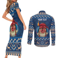 Personalized Romania Christmas Couples Matching Short Sleeve Bodycon Dress and Long Sleeve Button Shirt Romanian Traditional Masks - Wonder Print Shop